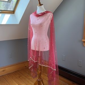 Golden Zardozi Pink Net Wrap